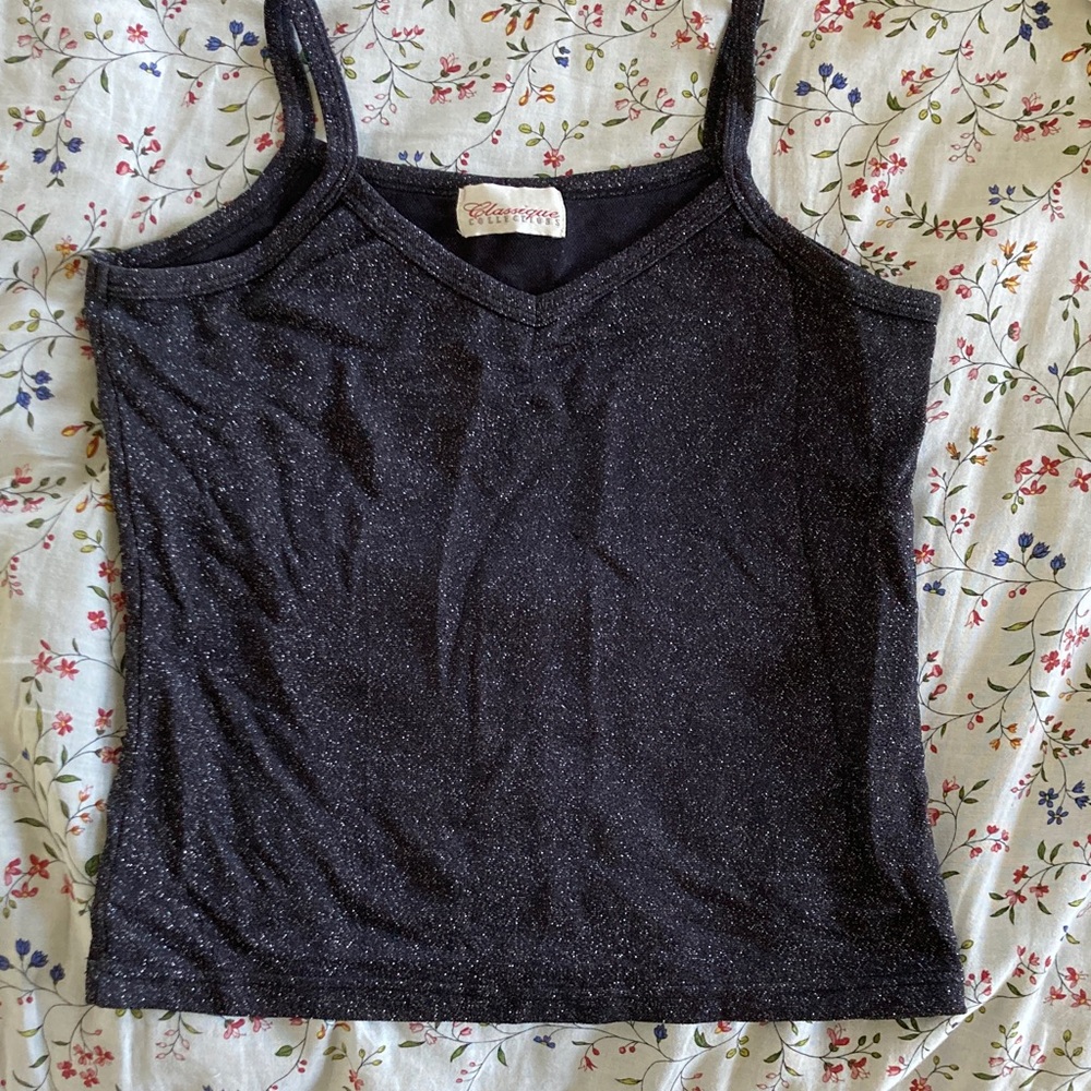 Vintage Black Glittery Women's Tank Top